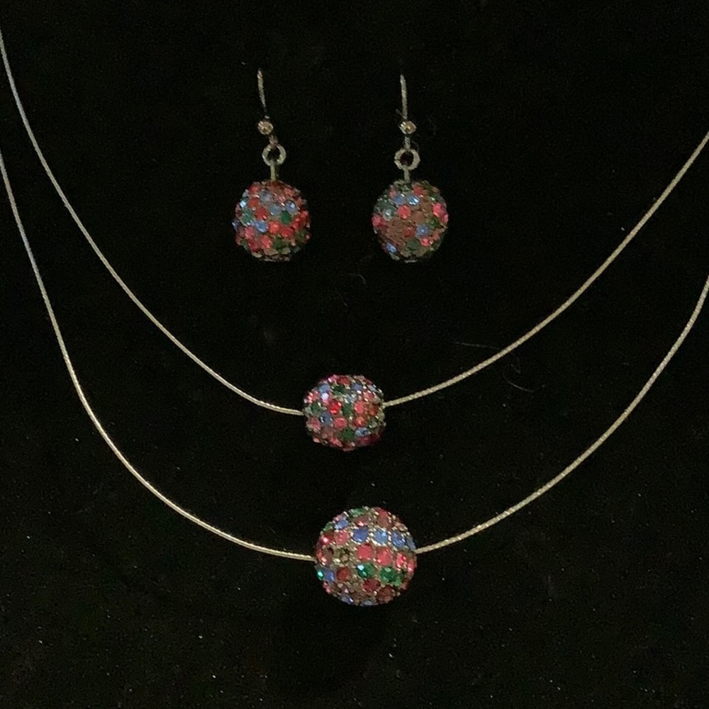 Chico’s Crystal Balls Necklace & Earrings